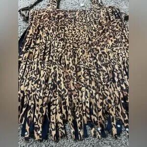 Leopard Print Fringe Skirt